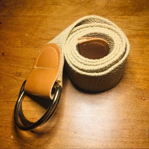 Leather canvas belt 38 inches brown adjustable
